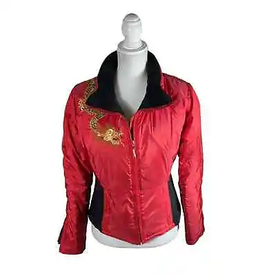 Buy Vintage Obermeyer Limited Edition Red Dragon Red And Black Puffer Jacket • 137.02£