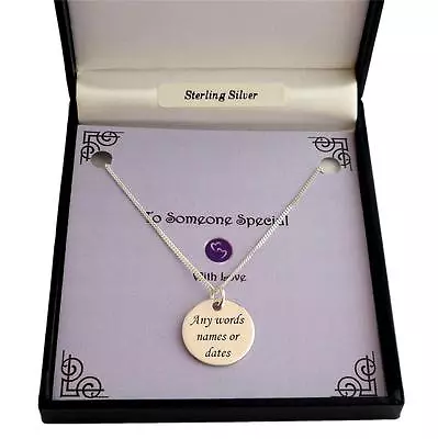 Buy Sterling Silver Necklace With Engraved Disc For Man, Boy, Personalised Jewellery • 24.99£