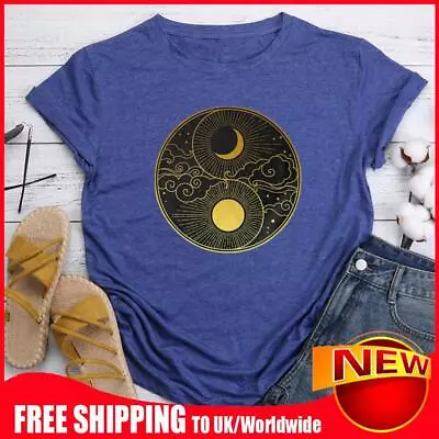 Buy Sun And Moon T Shirt Tee-Retro Blue-S • 11.11£
