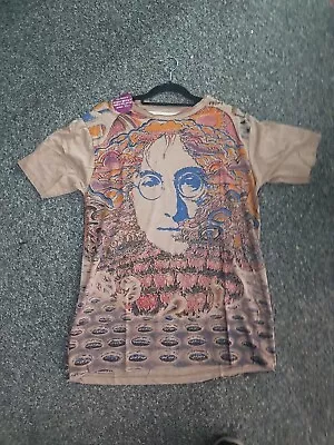 Buy John Lennon X Large Print Men's T-Shirt Brown • 10£