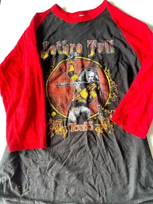 Buy Mens Vintage Jethro Tull Distressed US Tour 75 Raglan SMALL Red Black 3/4 Sleeve • 19.99£