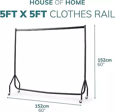 Buy Heavy Duty Clothes Rail 3ft 4ft 5ft 6ft Quality Clothing Metal Rack Stand Wheels • 33.99£