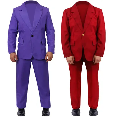 Buy Burgundy Or Purple Suit Halloween Costume Clown Cosplay Outfit 2019 Fancy Dress • 20.99£