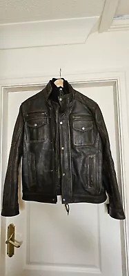 Buy Mens Brown Leather Biker Jacket Medium. Never Worn.  • 85£
