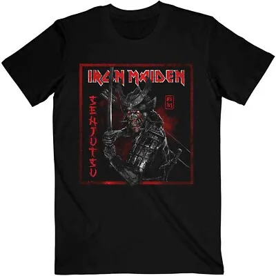 Buy Official Iron Maiden Senjutsu Cover Distressed Red Mens Black T Shirt Maiden Tee • 14.50£