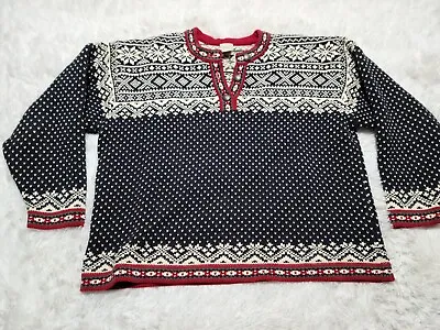 Buy L.L. Bean Christmas Fair Isle 100% Cotton Pullover Button Sweater 1X Nordic UF38 • 38.38£