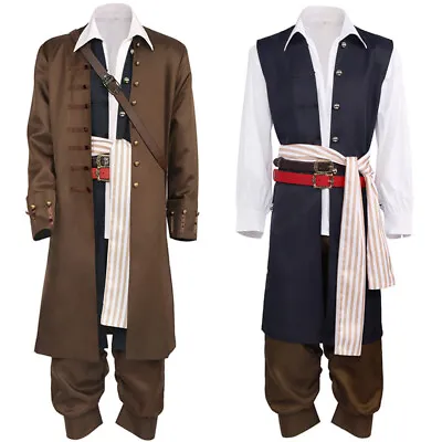 Buy Pirates Of The Caribbean Jack Sparrow Cosplay Halloween Costume Suit Coat Jacket • 90.68£