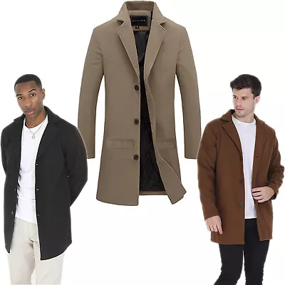 Buy Mens Trench Coat Classic Slim Fit Notched Collar Stylish Overcoat Outwear Jacket • 29.99£
