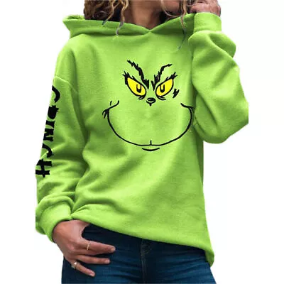 Buy Women Christmas Sweatshirt The Grinnch Print Hoodies Pullover Xmas Jumper Tops • 18.89£