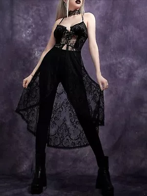 Buy NWT Dolls Kill Widow Restyle Hi-Low Lace Tail Velvet Camisole • 29.19£