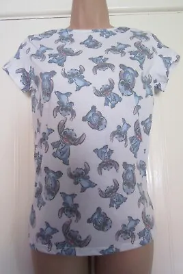 Buy BNWT Ladies T.Shirt (sz 4) - STITCH ~ DISNEY **New** White All Over Print • 7.49£