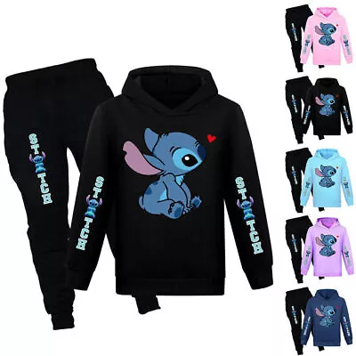 Buy Lilo & Stitch Hoodies Kids Casual Hooded Sweatshirts Pants Tracksuit Outfit Set| • 15.47£