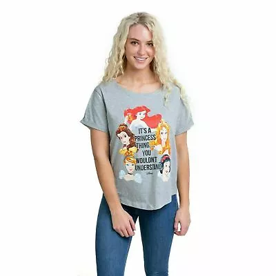 Buy Official Disney Ladies A Princess Thing Fashion T-Shirt Grey S-XL • 13.99£