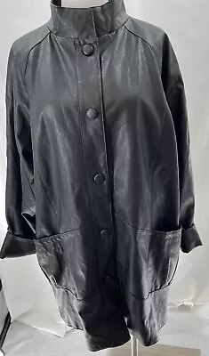Buy Nasty Gal Faux Leather Coat Women’s Size 8  Black Goth City Chic Rock Punk • 37.89£