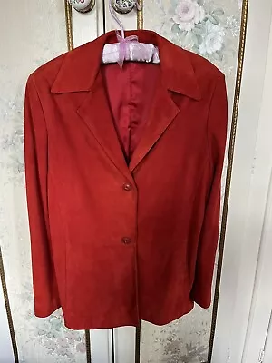 Buy Red Leather Jacket Designed By Vera Pelle Vintage Size 12 • 29.50£