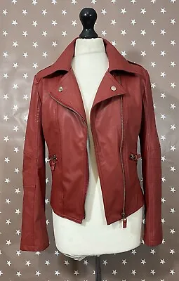 Buy Red Faux Leather Biker Jacket Women’s Size S • 24.99£