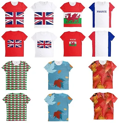 Buy Unisex T-Shirts - Men's - Women's - Country Flags, Leaves. Regular Fit Handmade. • 25.50£