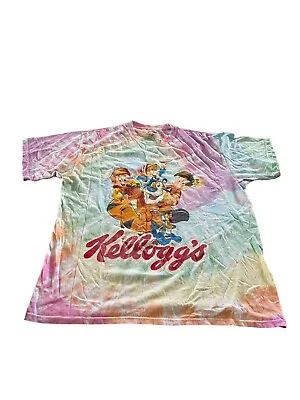 Buy Vintage Kellogg’s Men’s T-shirt Size XL Pink Tie Dye Cereal Tiger Mascot • 11.17£