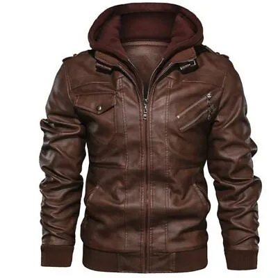 Buy Mens Faux Leather Jackets Motorcycle Classic Male Plus Men Spring • 50.22£