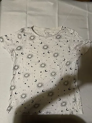 Buy White And Black Primark Sun Moon Star Pattern Design Shirt Size Large • 2£