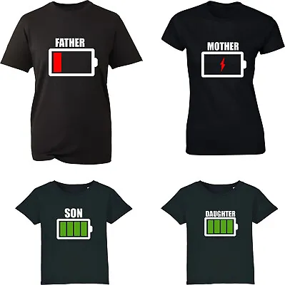 Buy Battery Charging Family Matching T-Shirt Father Mother Son Daughter Funny Top • 9.99£