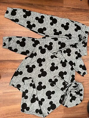 Buy Disney Mickey Mouse Grey Marl Lounge Suit Tracksuit Hoodie Joggers Size L 16 • 18.50£
