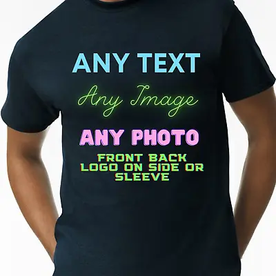 Buy Personalised TShirt Your Text Logo Photo Printed Top Custom T-shirt Party Cotton • 12.99£