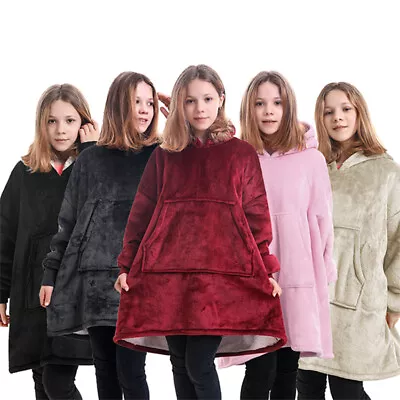 Buy Adults Kids Hoodie Oversized Blanket Sherpa Fleece Ultra Giant Hooded Sweatshirt • 7.89£