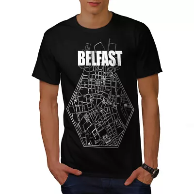 Buy Wellcoda Belfast City Map Mens T-shirt, Belfast Graphic Design Printed Tee • 17.99£