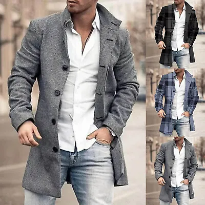 Buy Men Frock Coat Men Plus Size Winter Coat Lapel Collar Long Sleeve Padded Leather • 31.81£