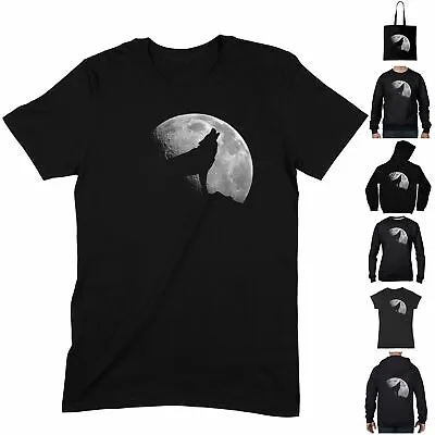 Buy Wolf And Full Moon Silhouette Howling T Shirt - Halloween Gothic Alternative • 24.95£