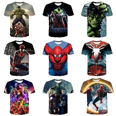 Buy Avengers Spider-Man Hulk Kids Boys Girls Teens T-Shirt Top Tee 3D Printed Print • 14.99£