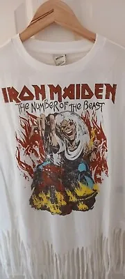 Buy Iron Maiden Number Of The Beast Fringe T Shirt 100% Cotton BNWT Retro Style M • 26.99£