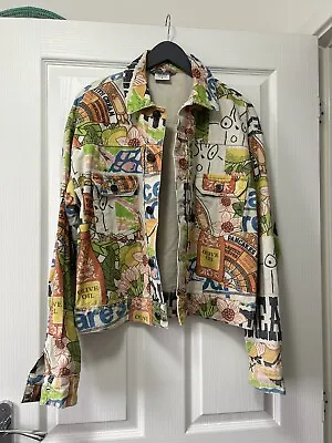 Buy Urban Outfitters Denim Jacket Women's Size Medium Patterned Oversized Baggy Rare • 35£