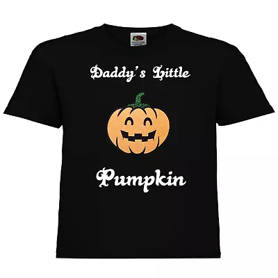 Buy Kids Boys Girls Daddy's Little Pumpkin Halloween Glitter T Shirt • 9.50£