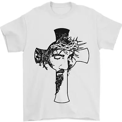 Buy The Face Of Jesus On A Cross Christian God Mens T-Shirt 100% Cotton • 8.49£
