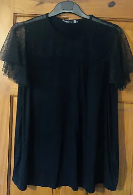 Buy Boohoo Black Dobby Mesh Angel Sleeve Maternity T-Shirt Size 12 • 10£