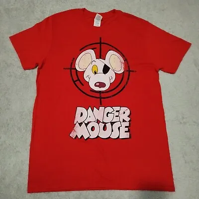Buy Danger Mouse T Shirt Mens M Red Target Graphic Cartoon TV Character Distressed • 25.90£