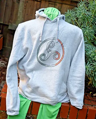 Buy Celtic Spiral Hoodie Made With Rhinestone Crystals In Irish Flag Colours • 30£