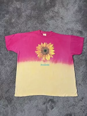 Buy VTG 90s Disney Pocahontas Tie Dye Sunflower Pink T-Shirt Sz L USA • 82.03£