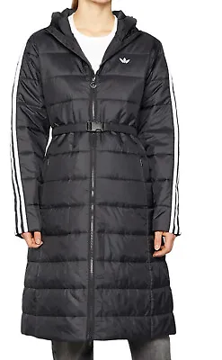 Buy Womens Adidas Originals Hooded Premium Long Slim Jacket Black Uk 10,12,14,18 New • 79.99£