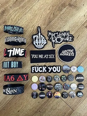 Buy Band Merch Wristband Pin Badges Patch Emo Rock Metal Of Mice & Men Fall Out Boy • 25£