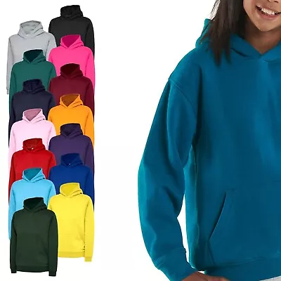 Buy Kids Girls Boys Plain Hoodie Hooded Sweatshirt - SCHOOL PULLOVER HOODY JUMPER • 11.99£