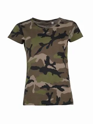 Buy Womens Ladies GREY BLUE GREEN Camo T Shirt Military Army Jungle Camouflage Tee • 15.50£