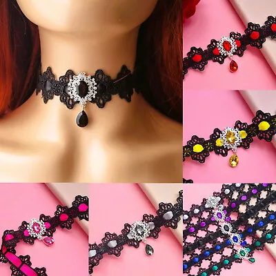 Buy Gothic Lace Retro Choker Necklace Satin Pendant Chocker Chain Jewelry Gift UK • 4.49£