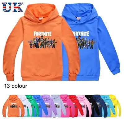 Buy Kids Boys Fortnite Long Sleeve Hoodie Hooded Sweatshirt Pullover Jumper Tops UK • 12.68£