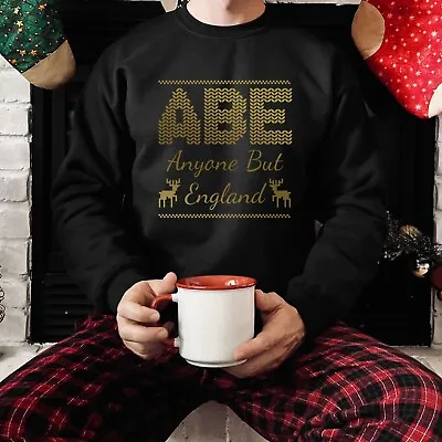 Buy ABE Anyone But England GOLD Print Alternative Christmas Jumper Sweater Scottish • 22.15£