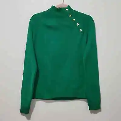 Buy Chaps Emerald Green Asymmetrical Neck Pullover Knit Sweater Size Medium • 22.67£