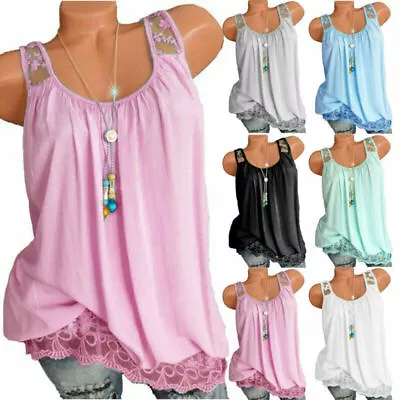 Buy Plus Size Womens Vest Tank Sleeveless T-Shirts Casual Cami Blouse Baggy Tee Tops • 10.58£