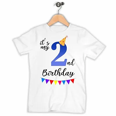 Buy Personalised Birthday T-shirt - Custom Name Age Tshirt 2nd 3rd 1st Blue Second • 9.95£